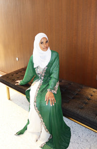 Elegant Classy Modest Dress - Green and Gold