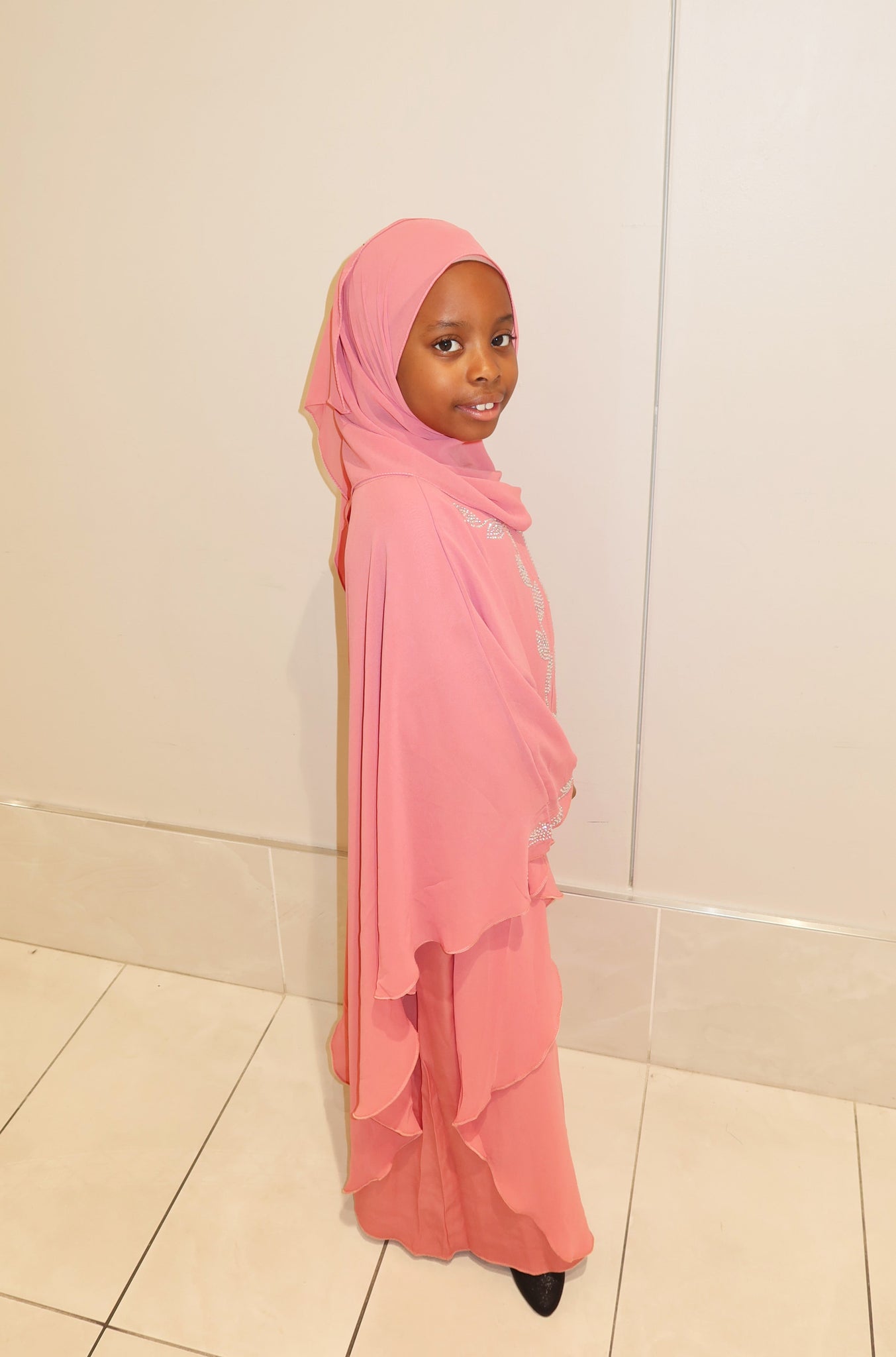 Girl's Eid Dress with Hijab - Light Pink Girl's Eid Dress with Hijab - Light Pink